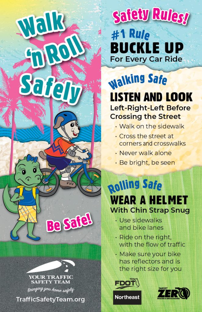 Walk 'n Roll Safely bookmark for kids